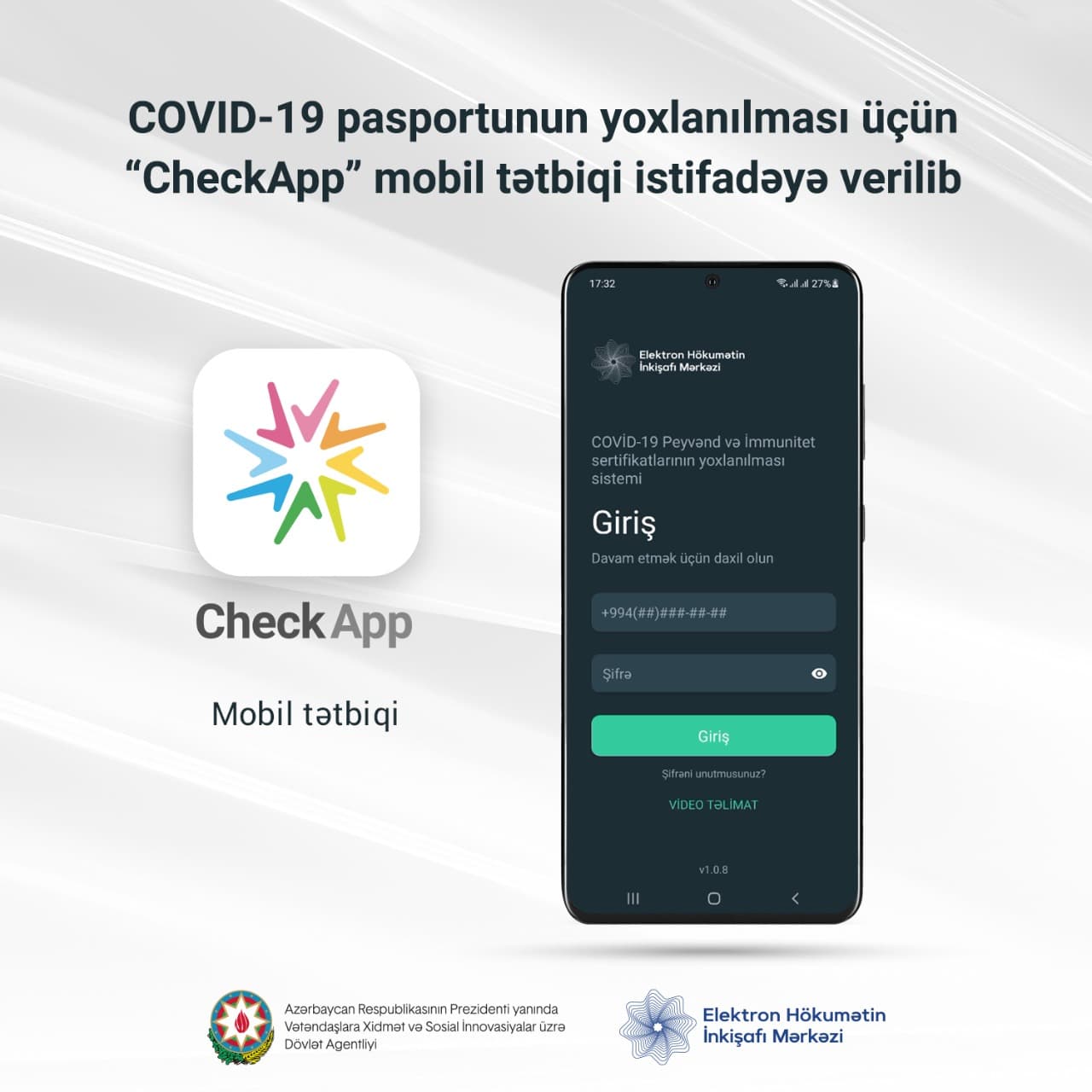 COVID-19 pasportunun yoxlanılması üçün “CheckApp” mobil tətbiqi