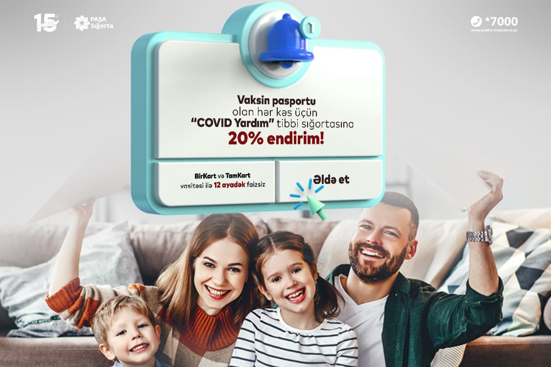 Vaksinli şəxslərə 20% endirimlə COVID Yardım sığorta məhsulu