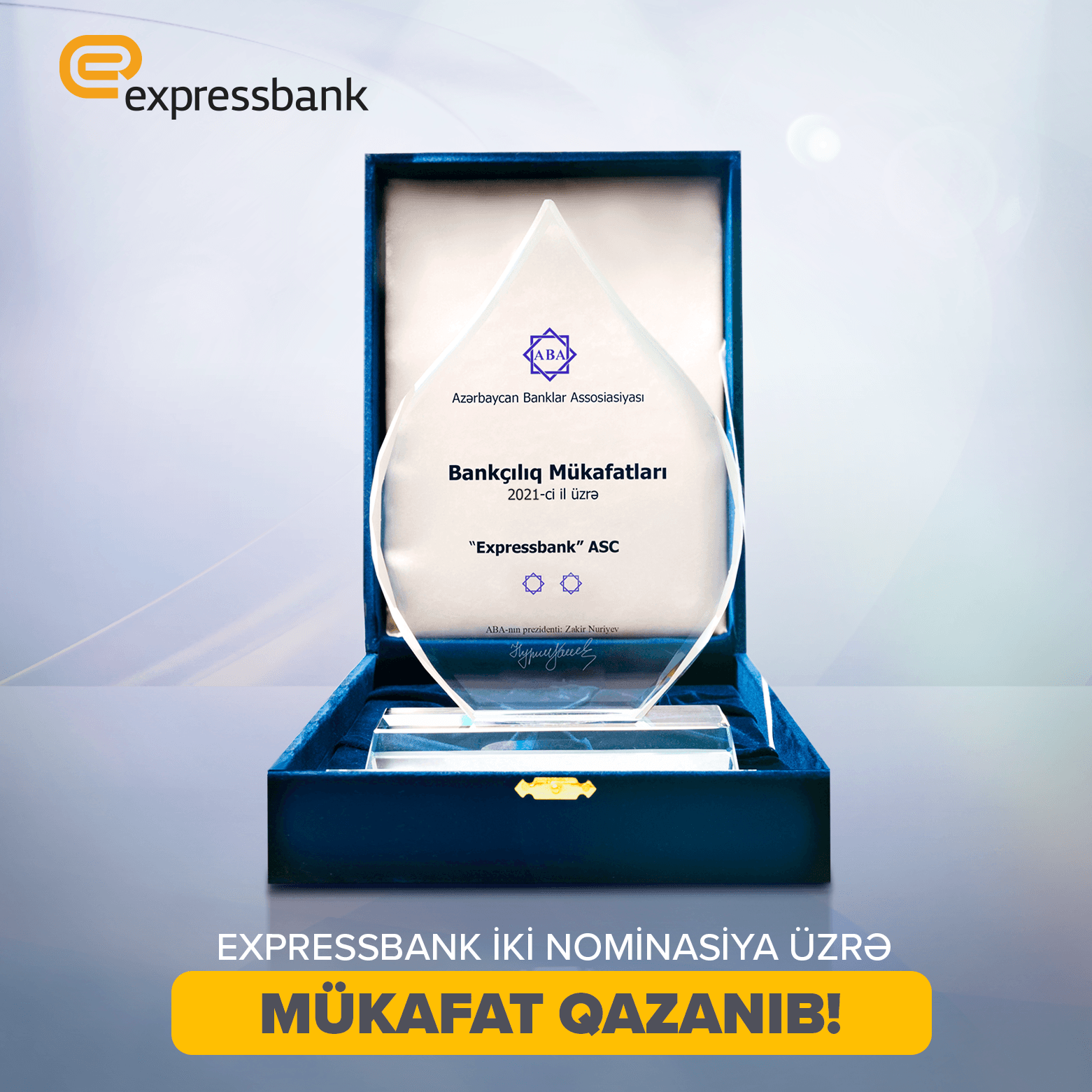 Expressbank ABA tərəfindən iki nominasiya üzrə mükafata layiq görüldü