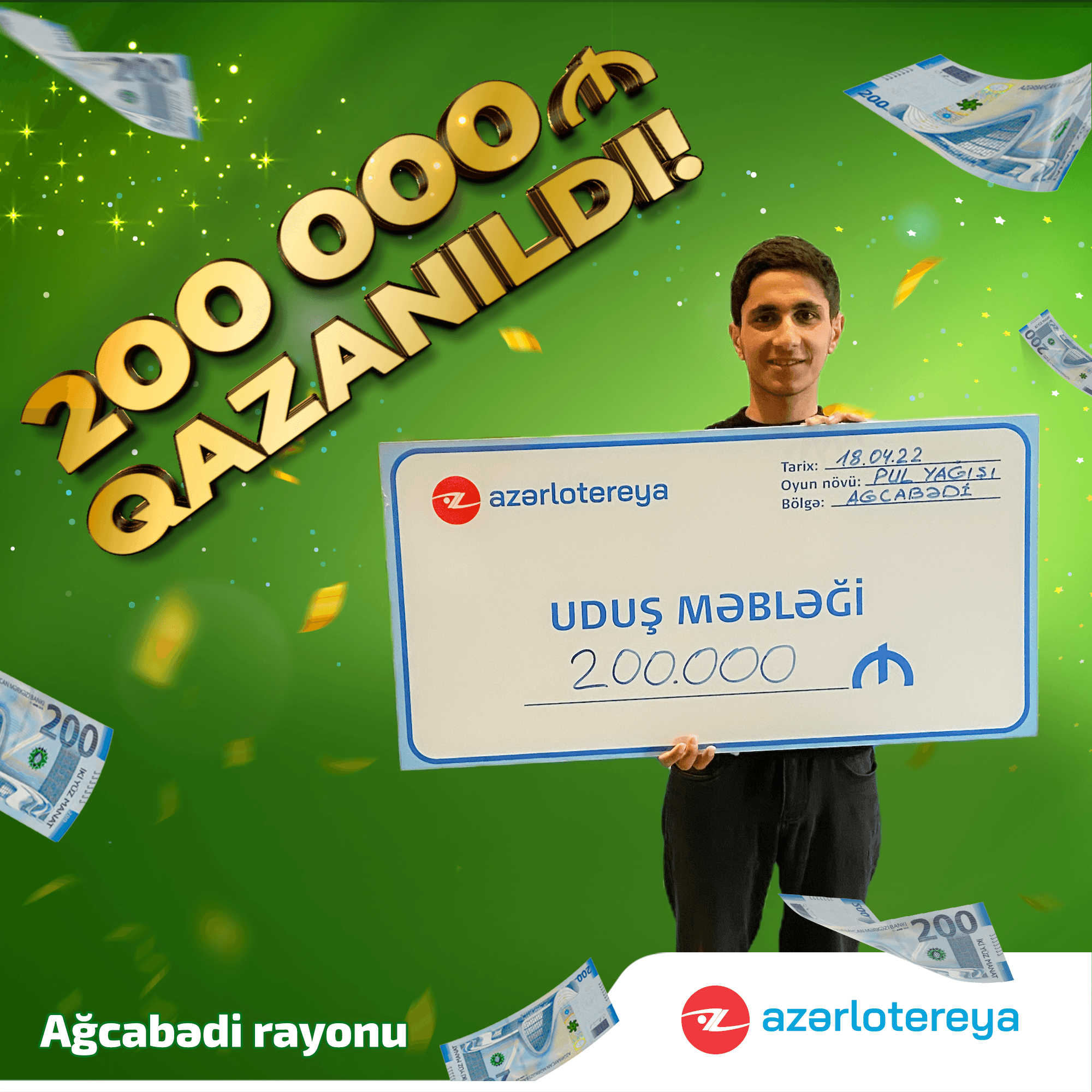 “40.000.000 Pul Yağışı” lotereyasında növbəti böyük uduş - 200.000 manat qazanıldı