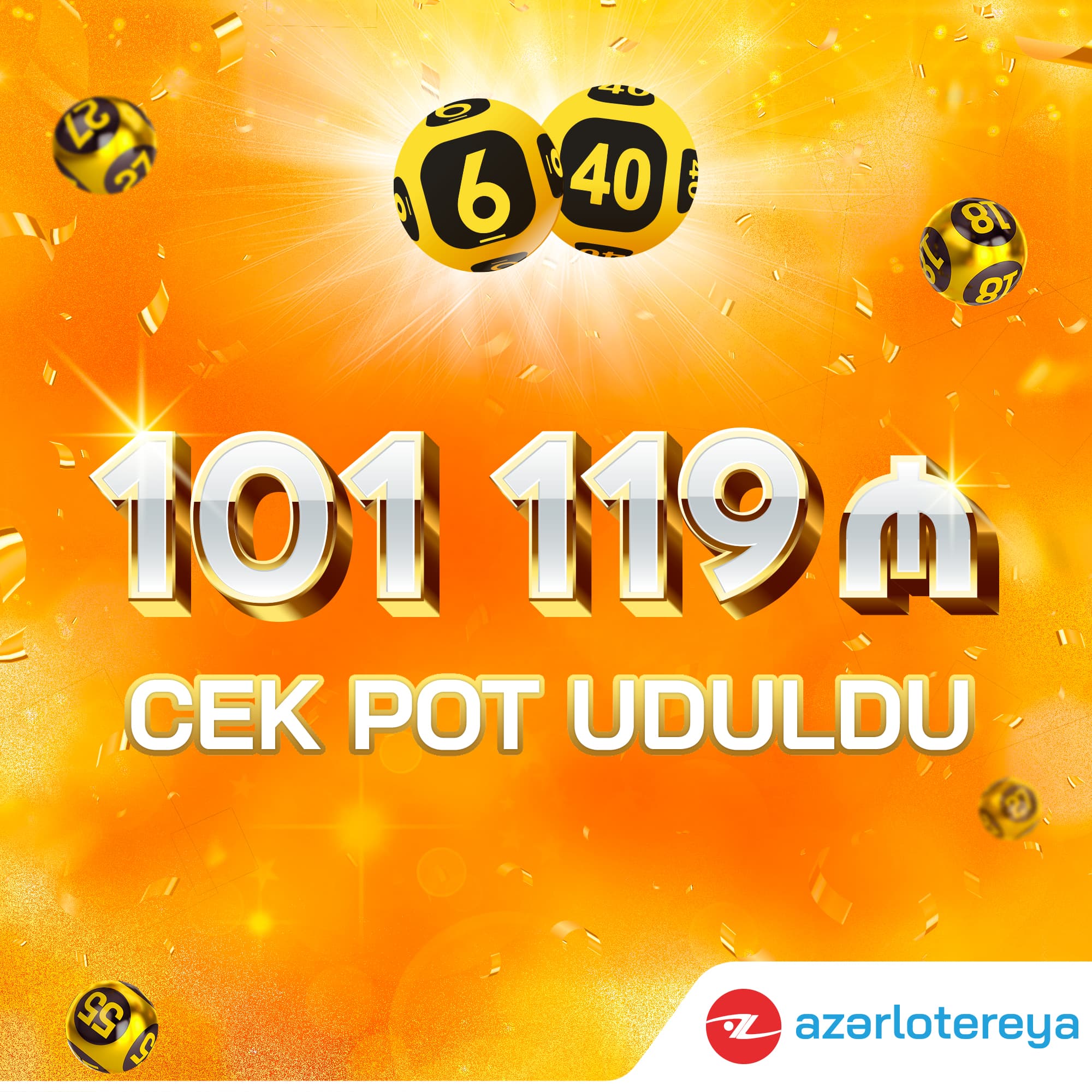 “6/40” tirajlı lotereyasında 101.119 manat dəyərində “Cekpot” uduldu