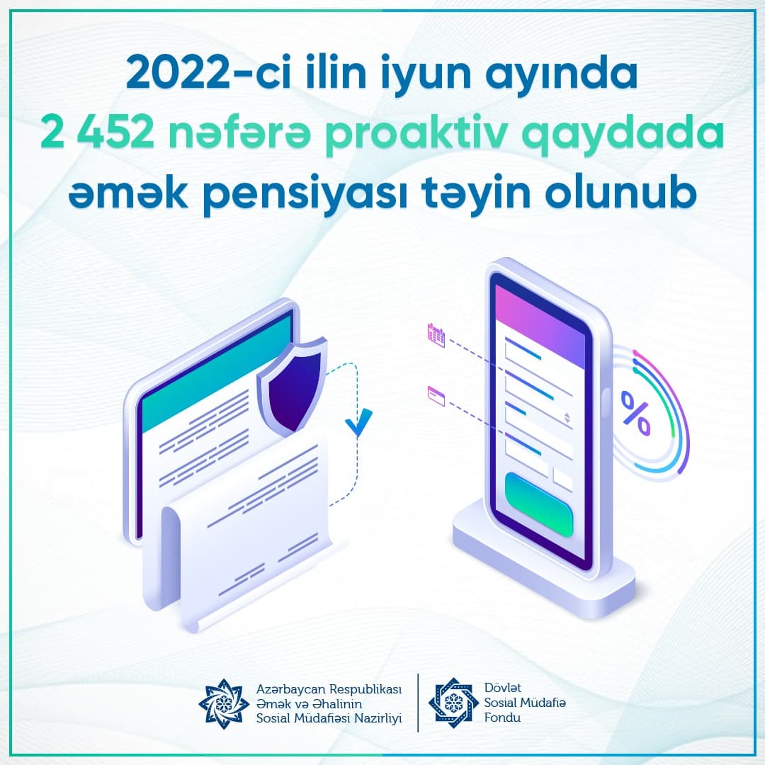 2022-ci ilin iyun ayında  proaktiv qaydada əmək pensiyası təyin olunanların sayı açıqlandı