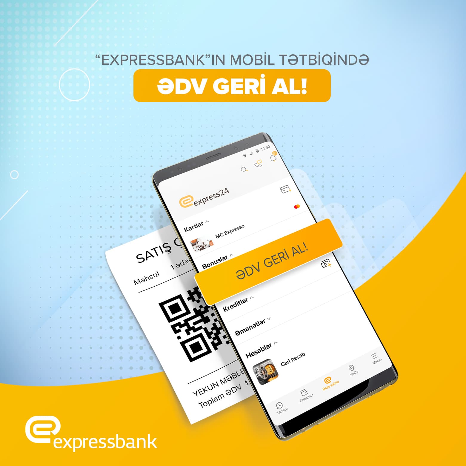 “Expressbank”ın mobil tətbiqində ƏDV geri al