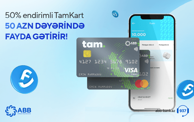 Yarı qiymətinə TamKart al, 50 manat da əlavə qazan!