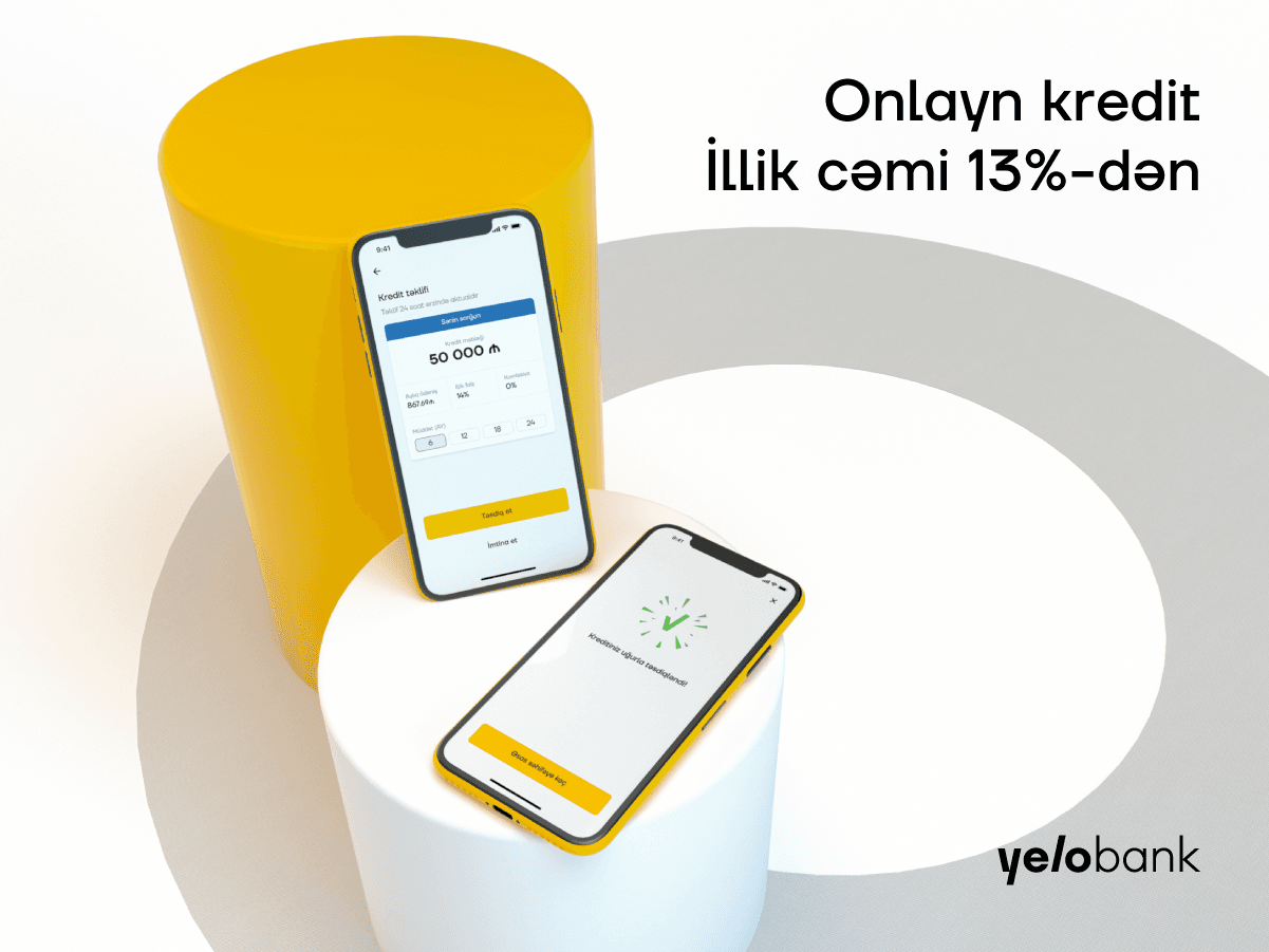 Yelo Bank-dan 50 000 AZN-dək onlayn kredit