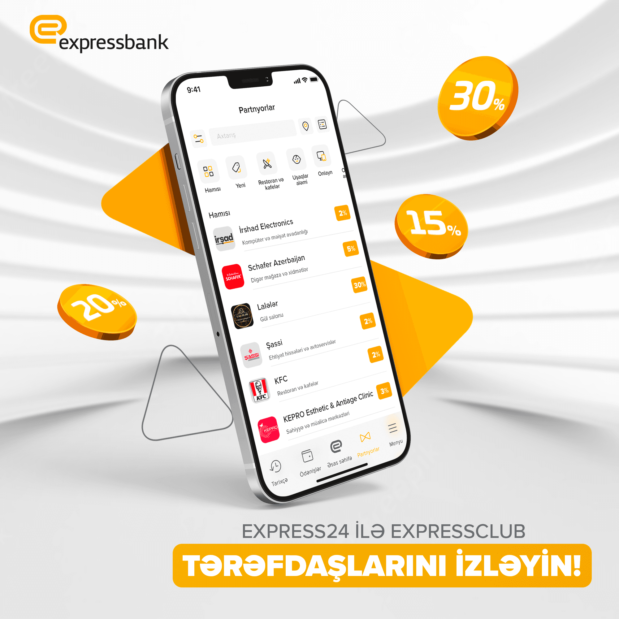 Artıq “Express24” mobil tətbiqində “Expressclub” partnyorlarını izləmək imkanı əlavə edildi