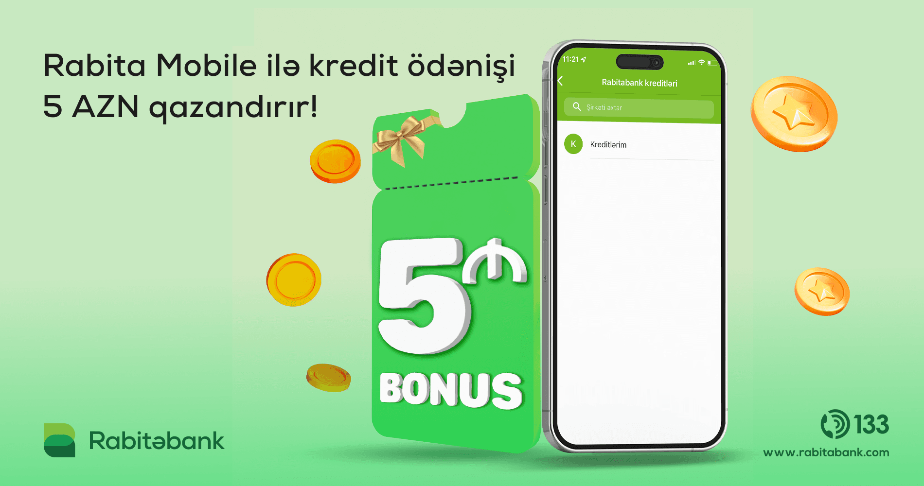 Rabita Mobile ilə kredit ödənişləri 5 AZN bonus qazandırır!