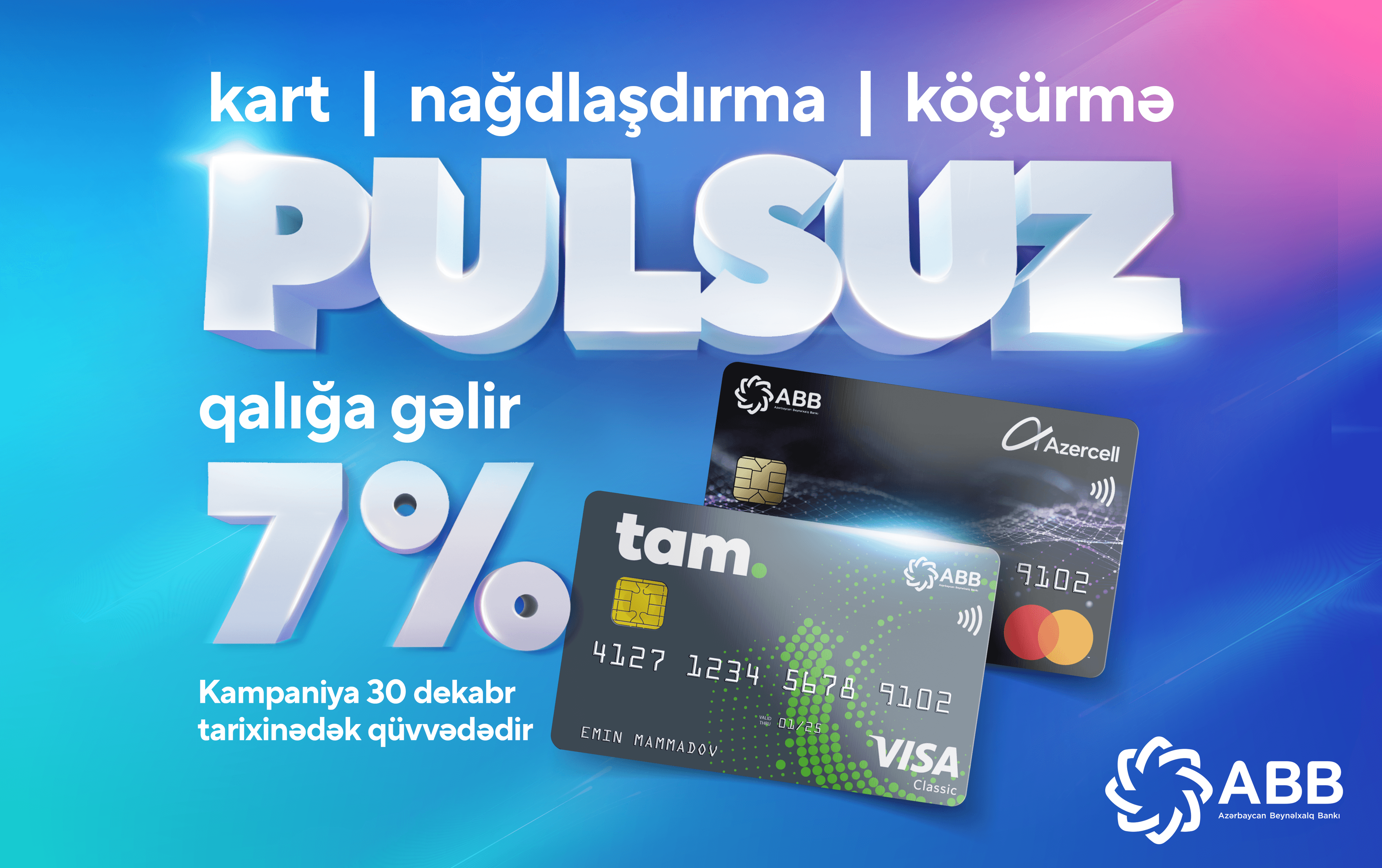ABB-dən pulsuz kartlarla yeni kampaniya