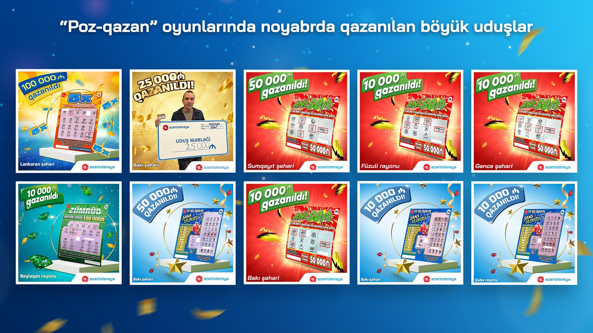 “Azərlotereya”nın “Poz-Qazan” oyunlarında noyabrda 10 böyük uduş qazanıldı