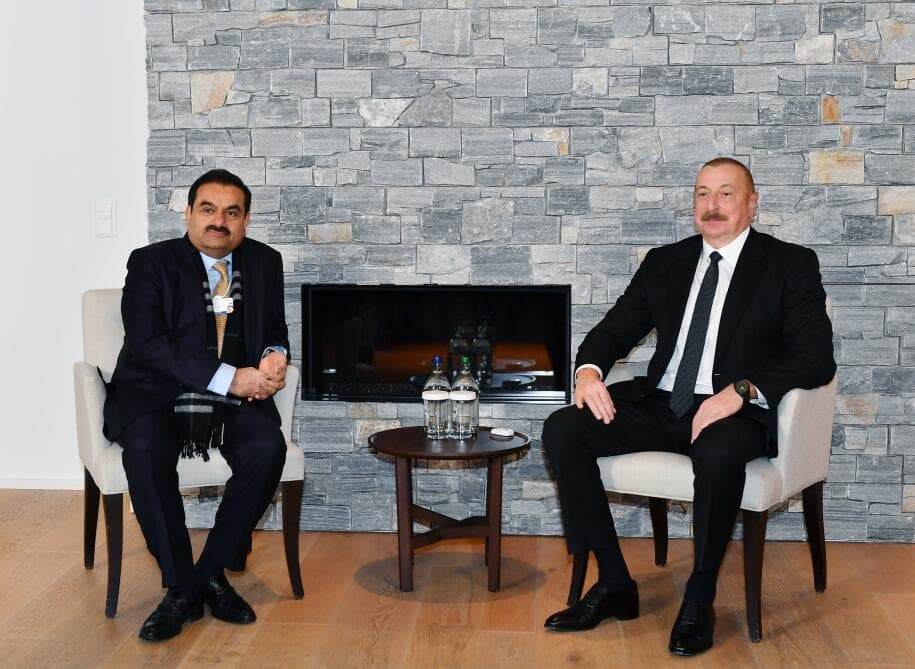 İlham Əliyev Davosda "Adani Group" şirkətinin təsisçisi və sədri ilə görüşüb - FOTO - VİDEO
