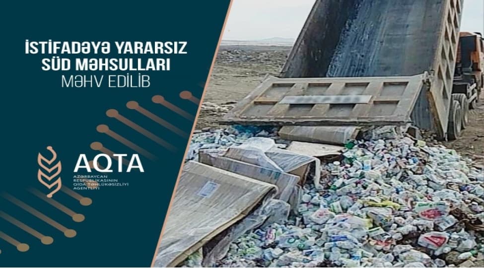 İstehlaka yararsız 10 ton süd məhsulu məhv edilib