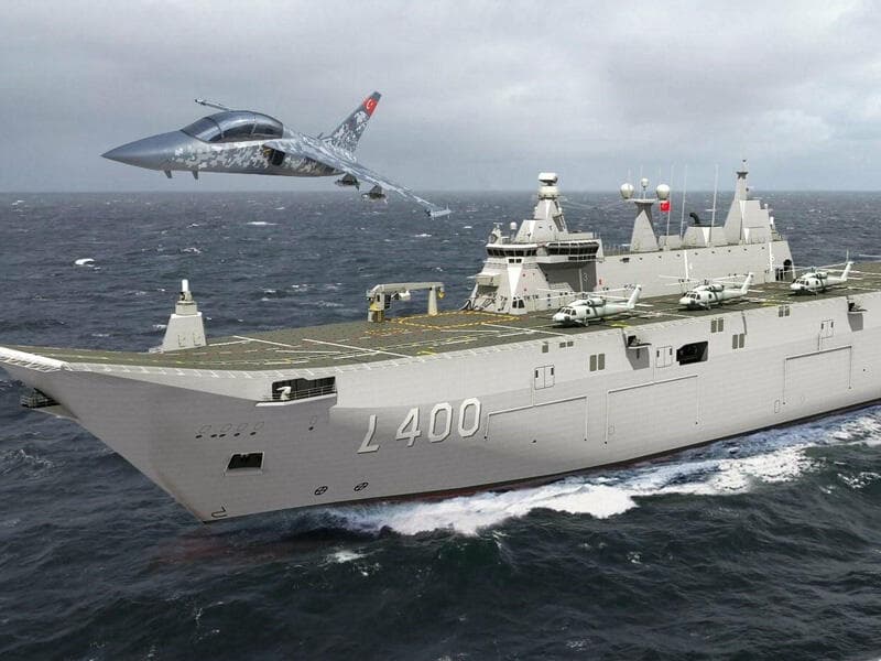 Türkiyənin ilk amfibiya hücum gəmisi: 29 helikopter, 41 PUA daşıyacaq - VİDEO