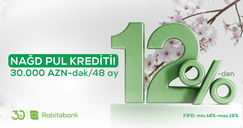 Rabitəbank 12%-dən nağd pul krediti təklif edir