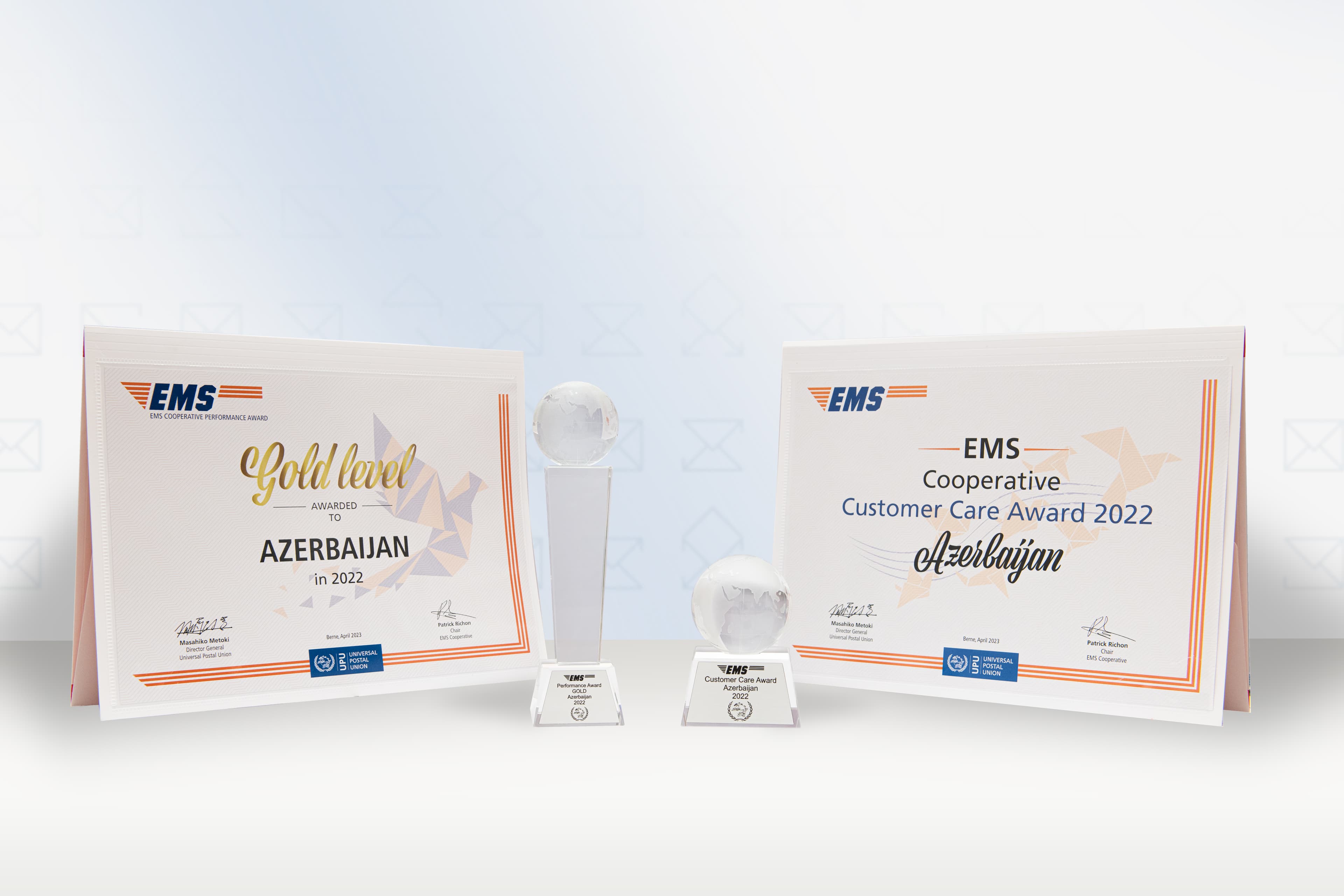 “Azərekspresspoçt” Beynəlxalq EMS Kooperativi tərəfindən eyni zamanda 2 qızıl mükafata layiq görülüb