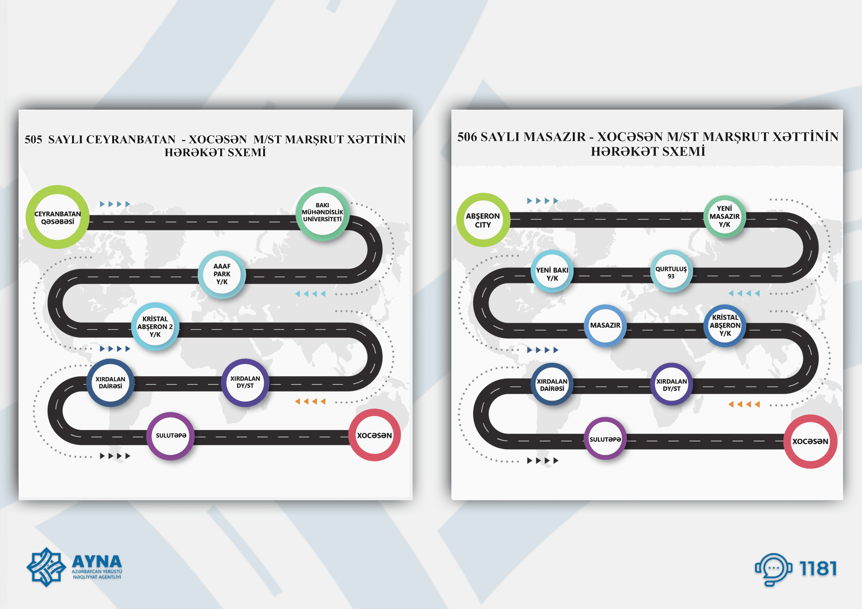 “Xocəsən” metro stansiyası istiqaməti üzrə müntəzəm avtobus marşrutları istifadəyə verilib