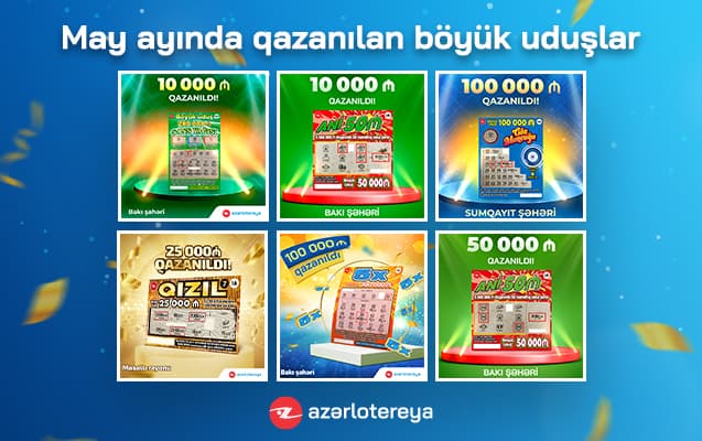 May ayında ani lotereya biletlərində 6 böyük uduş qazanılıb