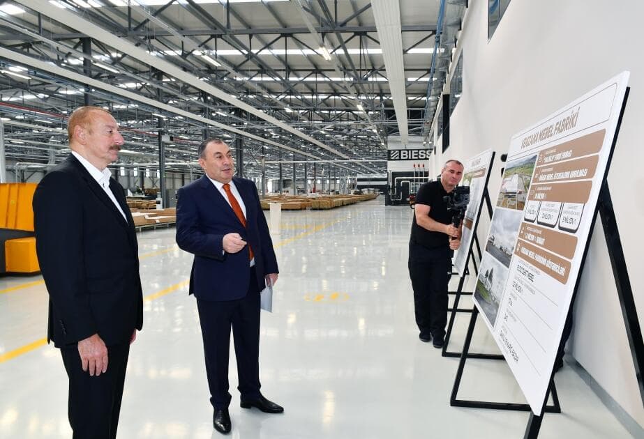 İlham Əliyev Qazaxda “Venzana” mebel fabrikinin açılışında iştirak edib - FOTO