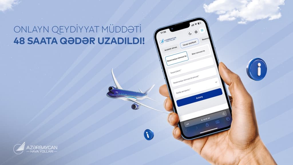 AZAL sərnişinləri üçün onlayn qeydiyyat imkanlarını genişləndirir