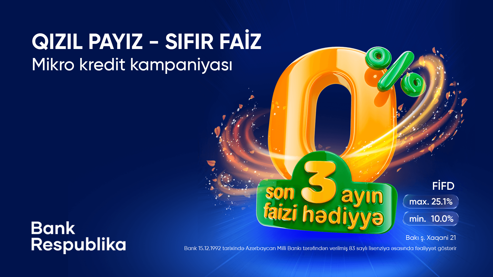Bank Respublika “Qızıl Payız - Sıfır Faiz” mikro kredit kampaniyasına start verib