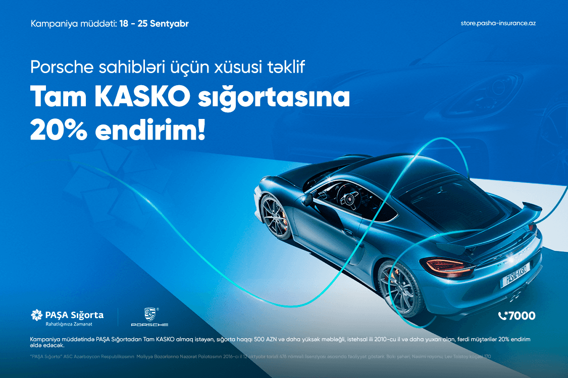 PAŞA Sığortadan Porsche həvəskarlarına özəl Tam KASKO kampaniyası!