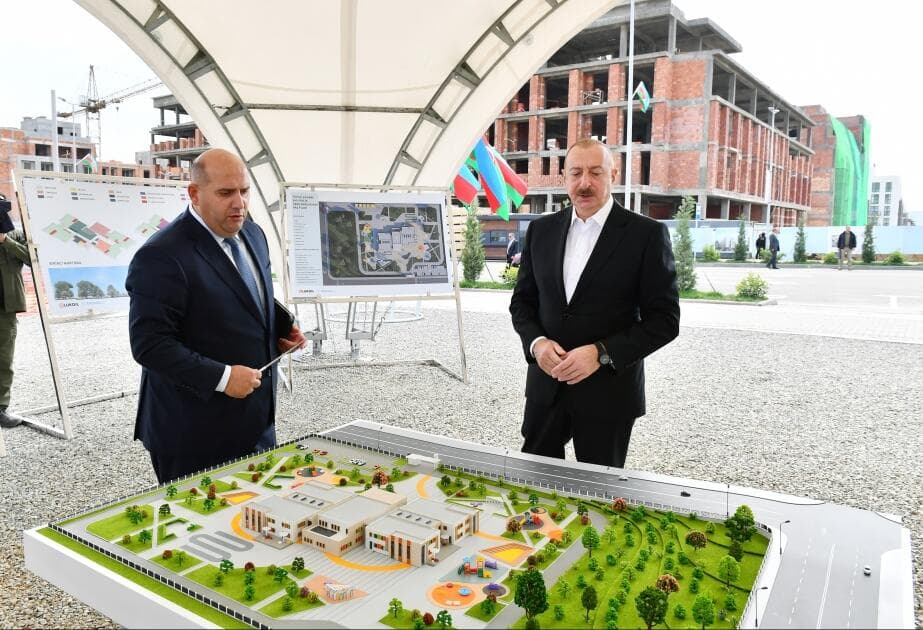 Füzuli şəhərində 240 yerlik uşaq bağçasının təməli qoyuldu - FOTO