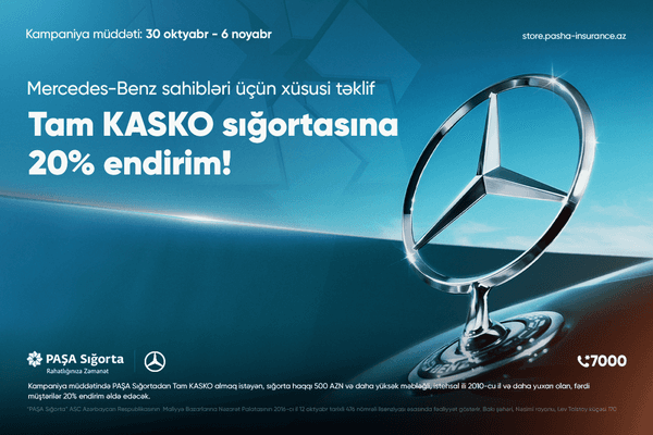 PAŞA Sığortadan Mercedes-Benz sürücüləri üçün Tam KASKO sığortası üzrə yeni kampaniya başlayıb