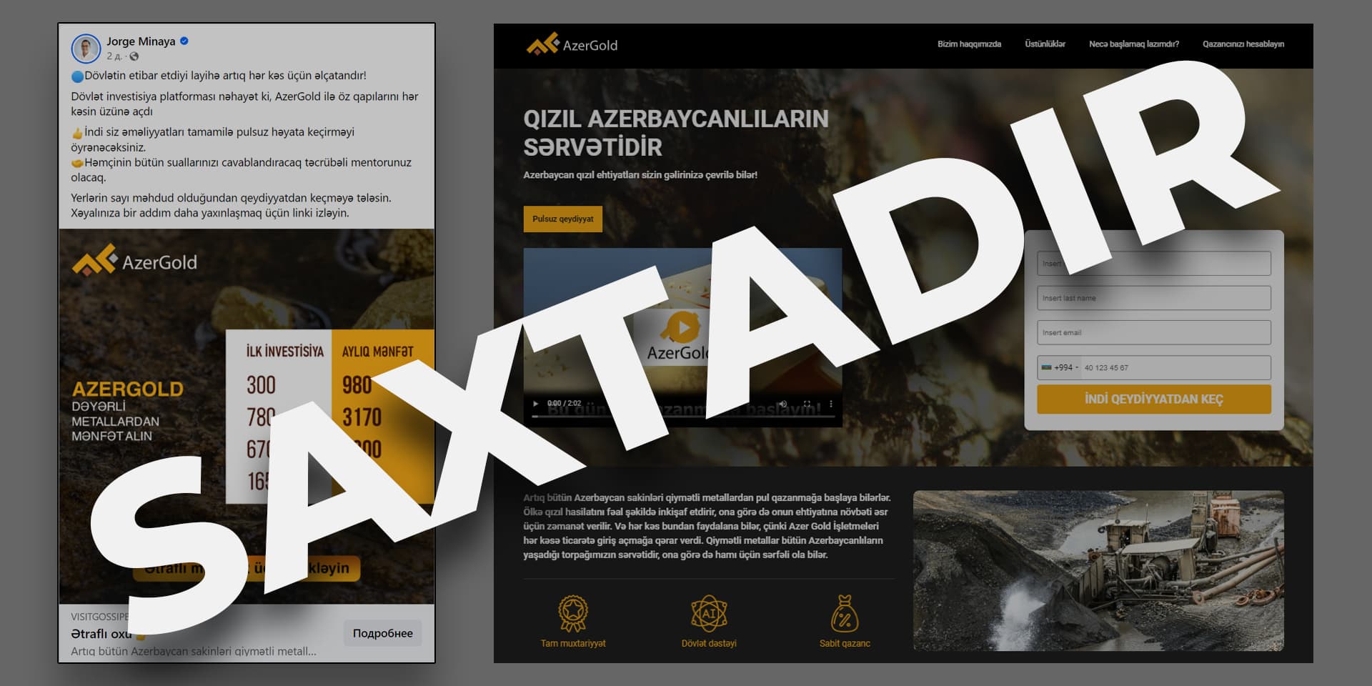 “AzerGold” QSC vətəndaşları saxta reklam kampaniyalarına aldanmamağa çağırıb