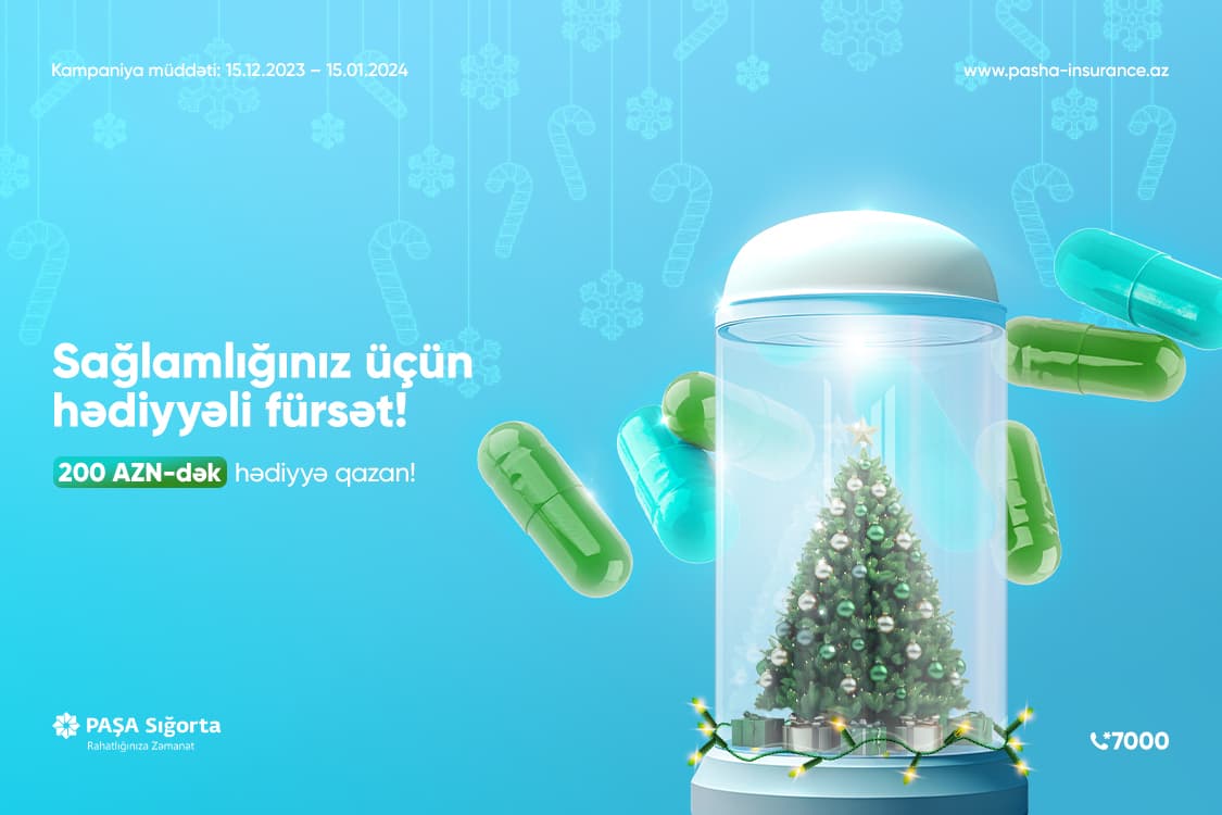 PAŞA Sığorta fərdi könüllü sağlamlıq sığortası məhsullarına hədiyyəli Yeni il fürsəti elan edir!