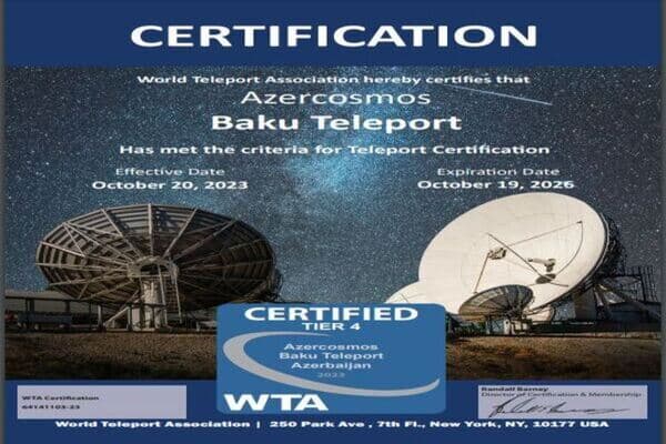 Azərkosmosun teleportu “TIER 4” uyğunluq sertifikatını yeniləyib