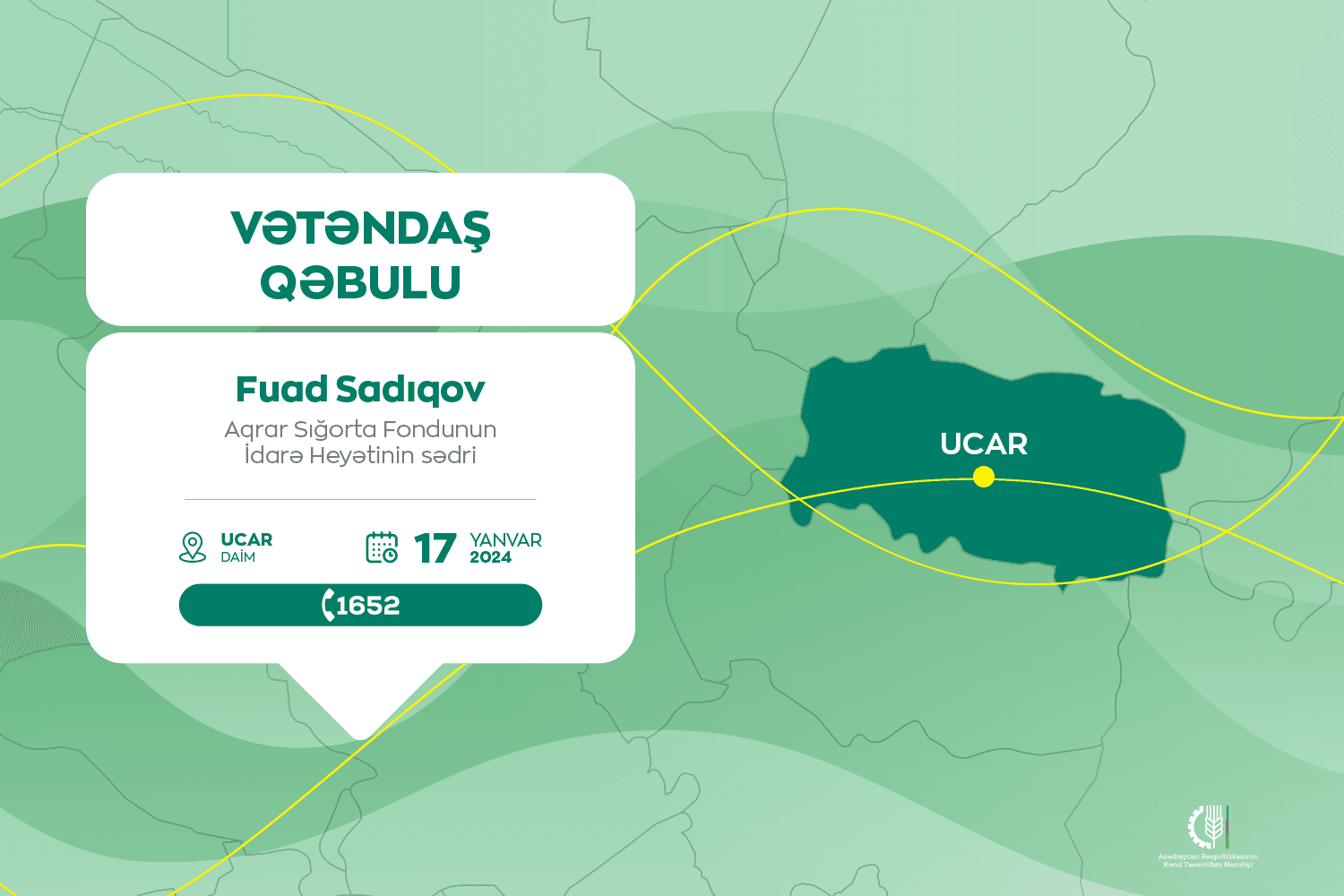 ASF-nun İdarə Heyətinin sədri Fuad Sadıqov Ucarda vətəndaşları qəbul edəcək