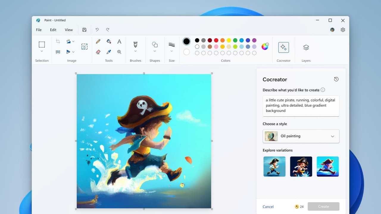 Microsoft Paint Midjourney kimi xüsusiyyət əldə edir