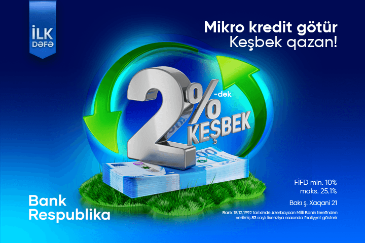 Bank Respublika sahibkarlar üçün “Keşbekli Mikro Kredit” kampaniyasına start verir!