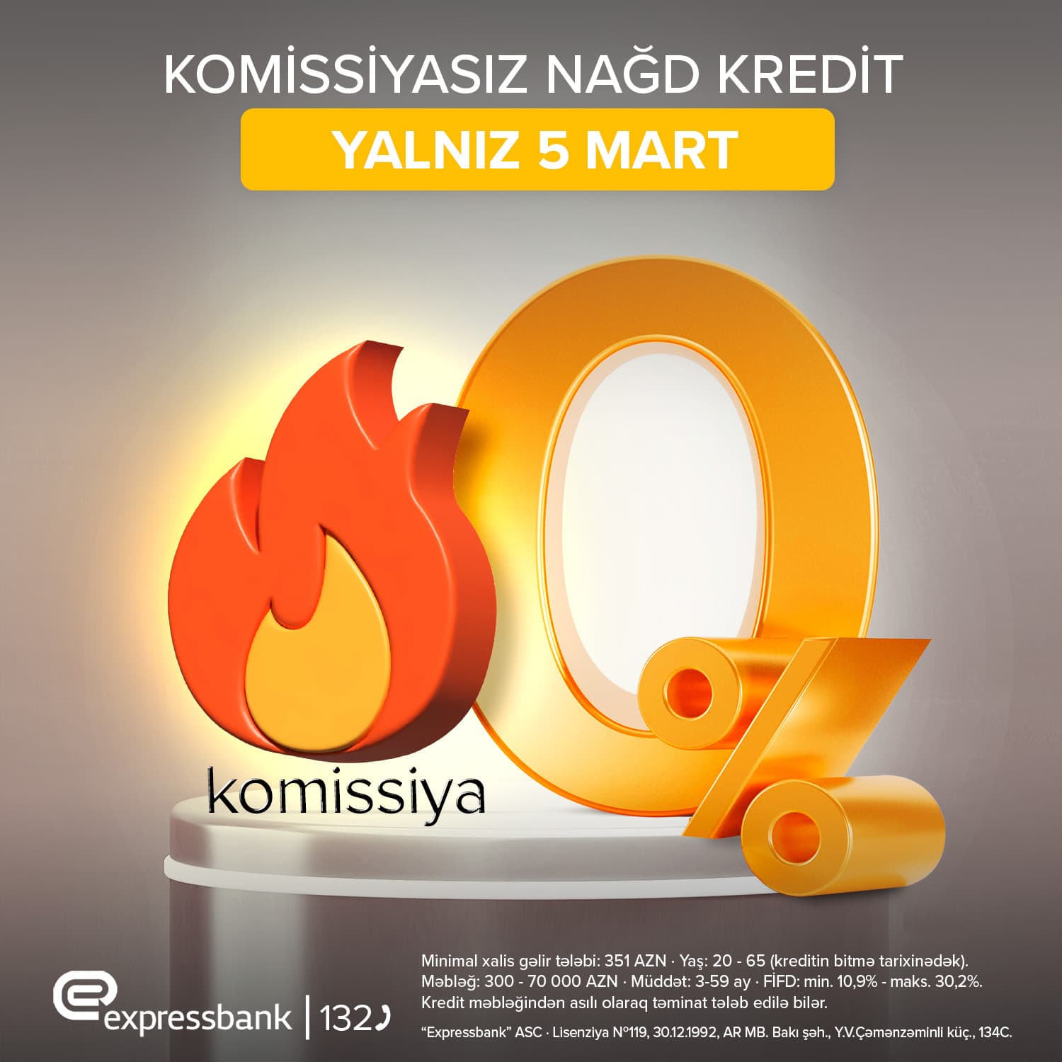 Yalnız 1 gün - Od çərşənbəsində KOMİSSİYASIZ kredit