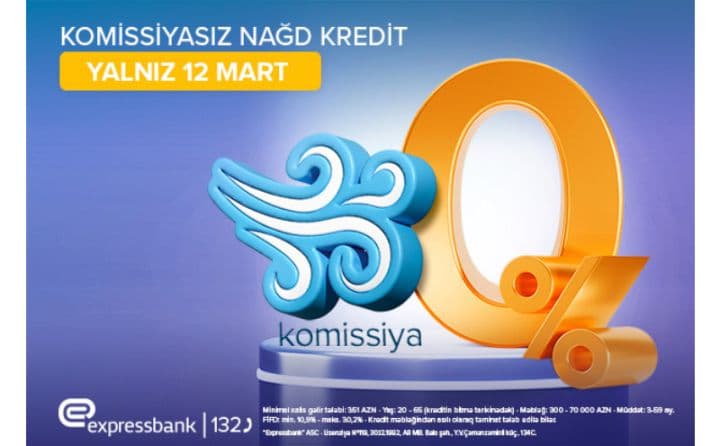 İllik 10.9%-dən KOMİSSİYASIZ kredit