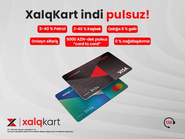 XalqKartı pulsuz əldə edin!