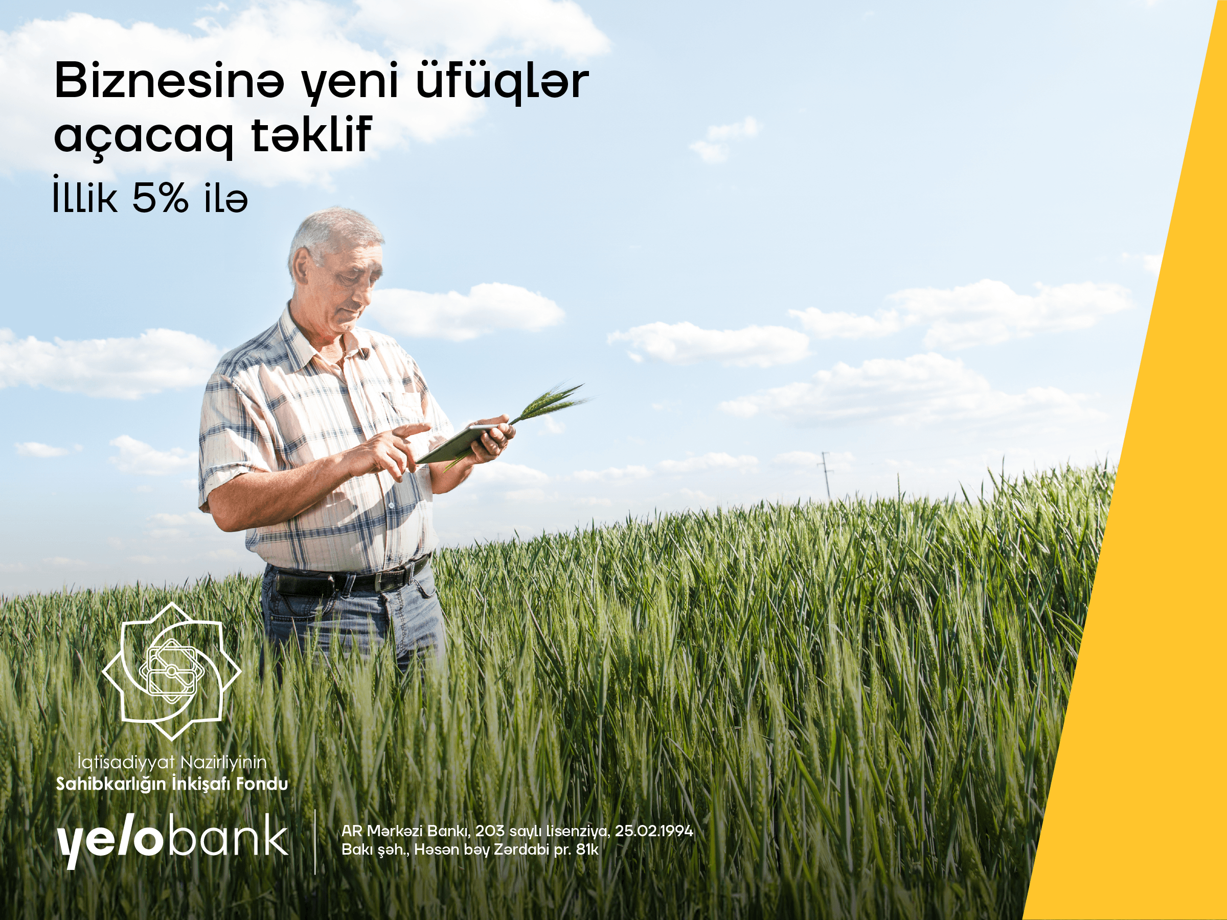 İllik cəmi 5% kredit ilə biznesinizə parlaq dəstək