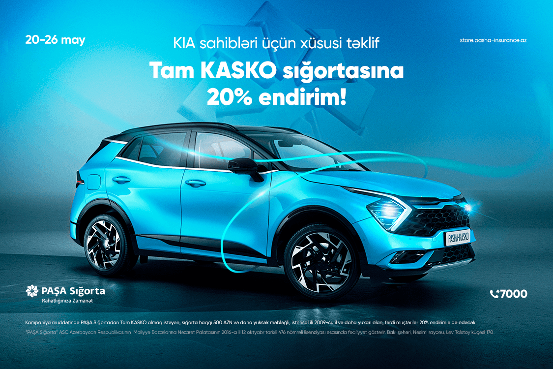 PAŞA Sığortadan “Kia” sahibləri üçün Tam KASKO sığortası üzrə kampaniya!