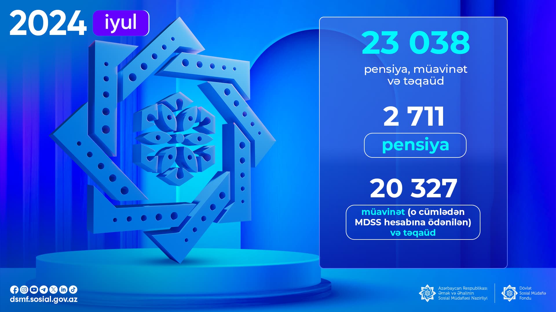 DSMF: İyul ayında 23 mindən çox pensiya, müavinət və təqaüd təyinatı proaktiv qaydada aparılıb