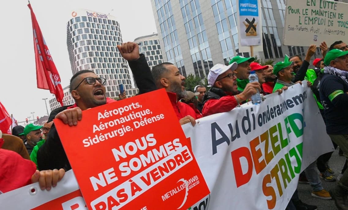 Brüsseldə nümayişçilər Audi zavodunun bağlanmasına etiraz ediblər