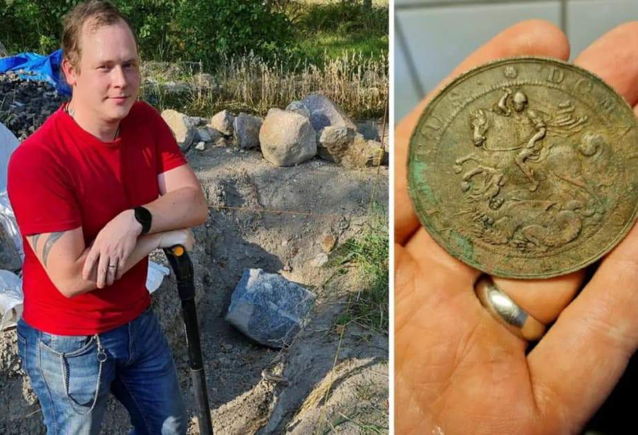 İsveç sakini öz bağçasında qədim medalyon tapıb