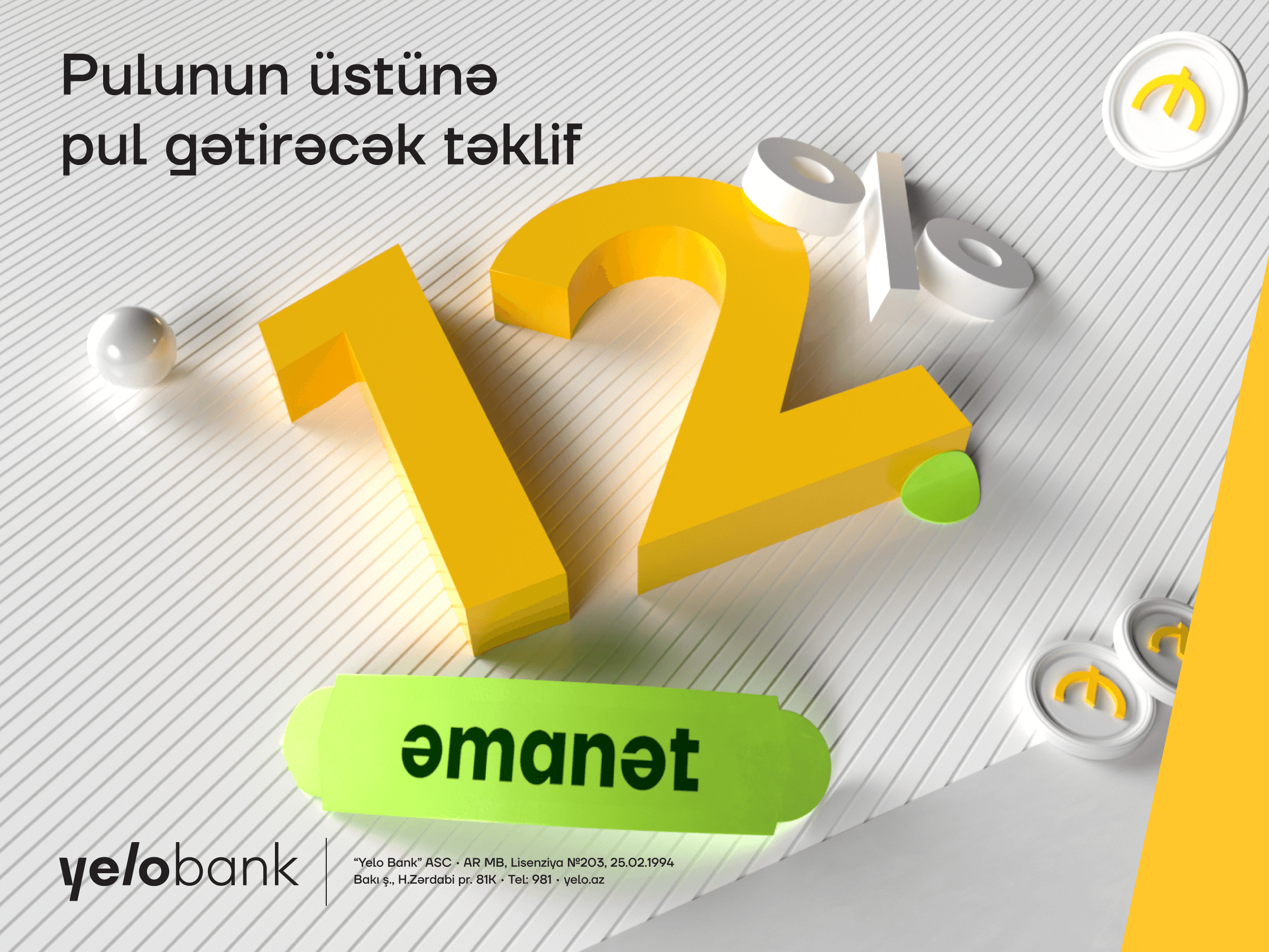 Yelo Bankilə əmanətindən daha çox gəlir qazan!