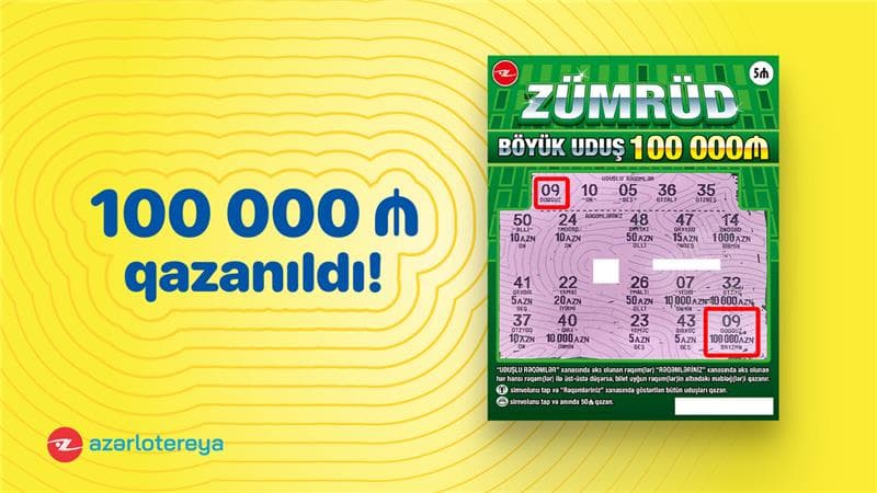 “Zümrüd”ani lotereyasında böyük uduş –100 000 qazanıldı!