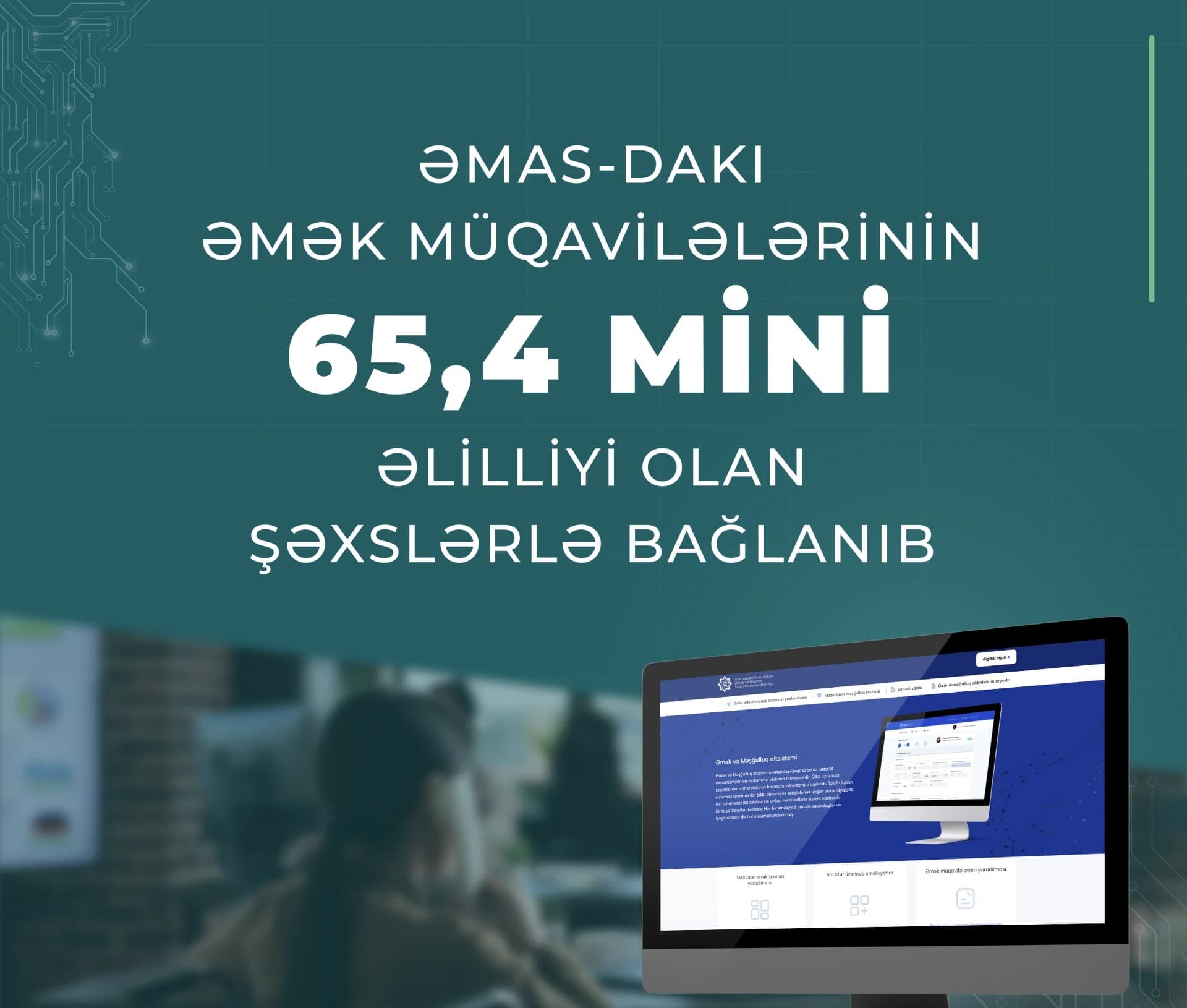 ƏMAS altsistemində əlilliyi olan şəxslərlə 65 min əmək müqaviləsi bağlanıb