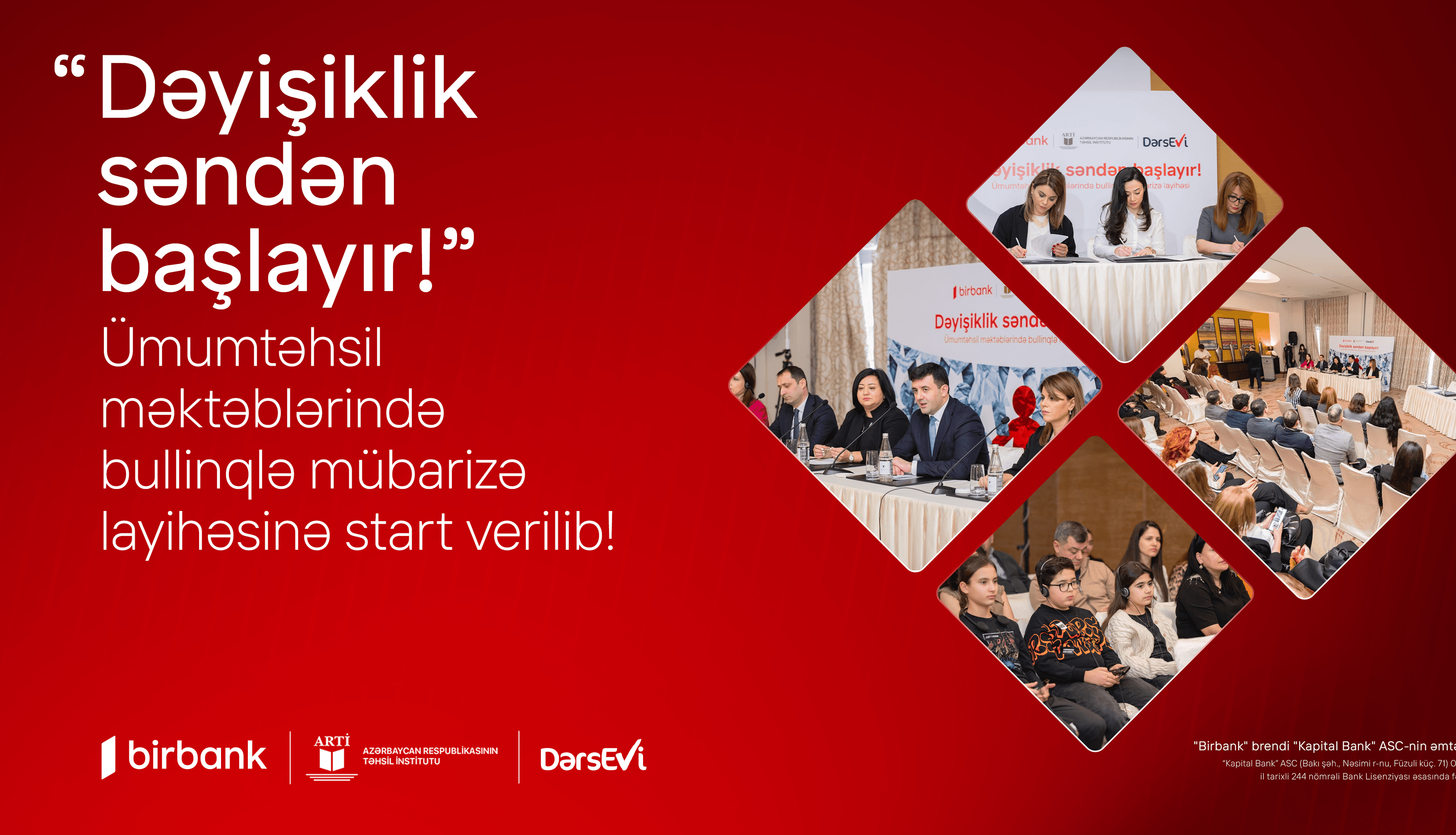 “Dəyişiklik səndən başlayır!” ümumtəhsil məktəblərində bullinqlə mübarizə layihəsinə start verilib