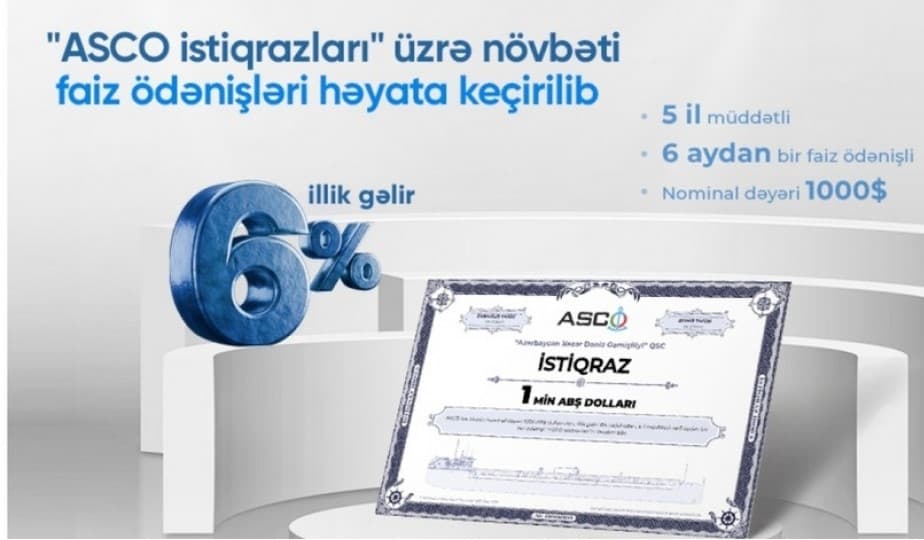 ASCO istiqrazları üzrə 4,5 milyon ABŞ dolları faiz ödənişi