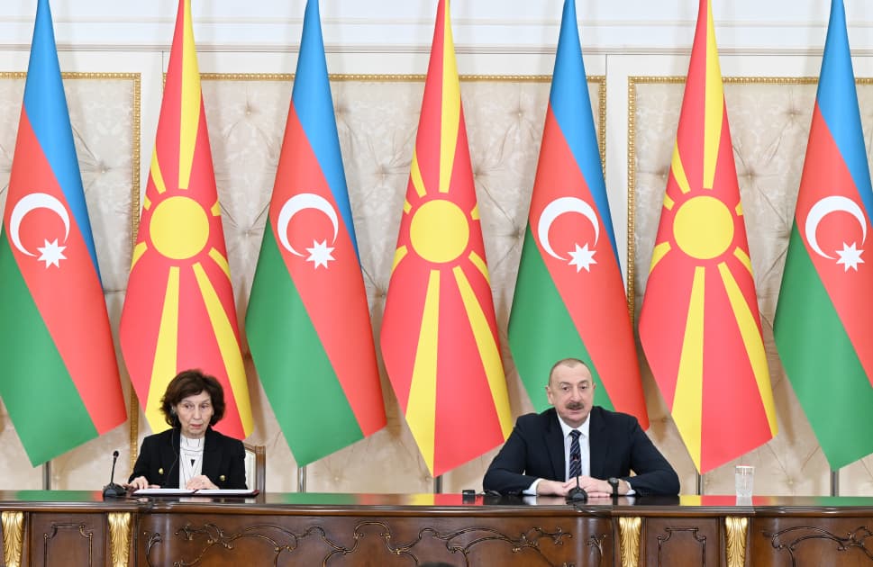 Prezident İlham Əliyev və Şimali Makedoniya Prezidenti mətbuata bəyanatlarla çıxış ediblər