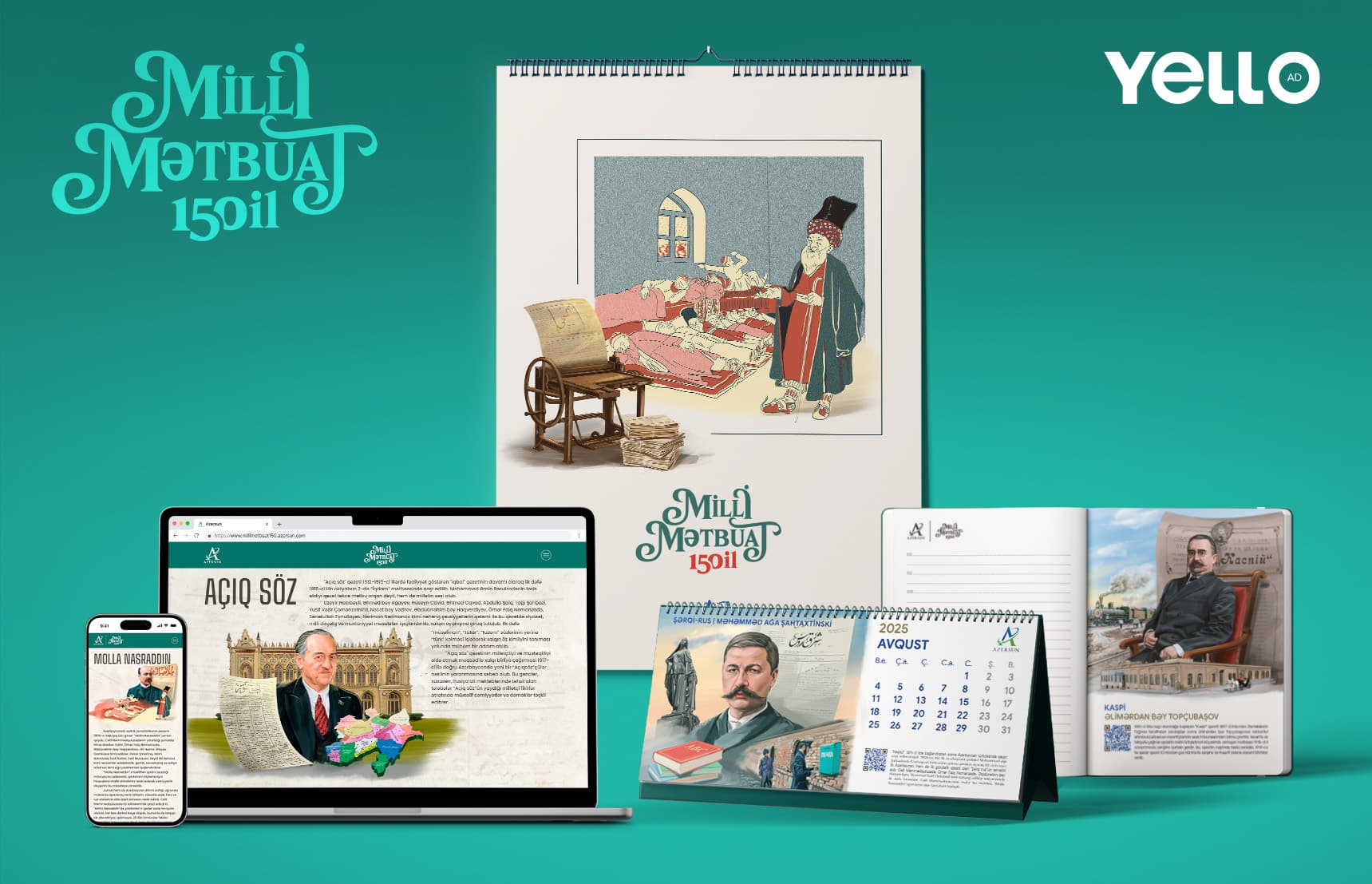 “YelloAd” Reklam Agentliyi “Azərsun Holdinq” üçün “Milli Mətbuat – 150 il” təqvim layihəsi hazırlayıb