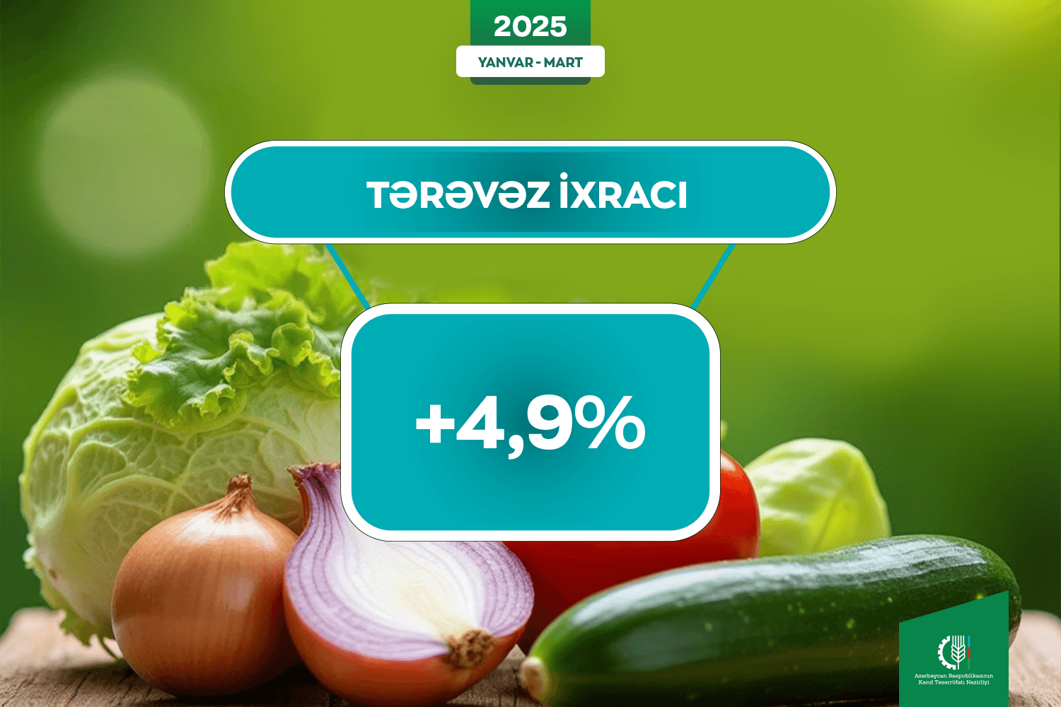 Azərbaycandan xarici bazarlara tərəvəz məhsullarının ixracı 4,9% artıb