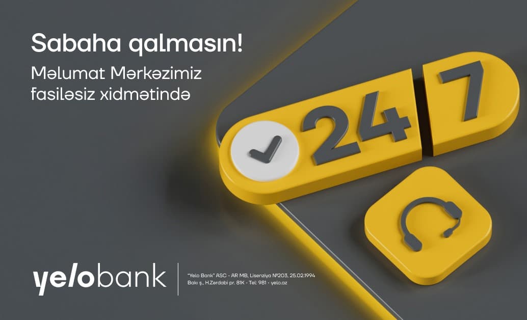 Yelo Bank-ın Məlumat Mərkəzi artıq 24/7 xidmətində!