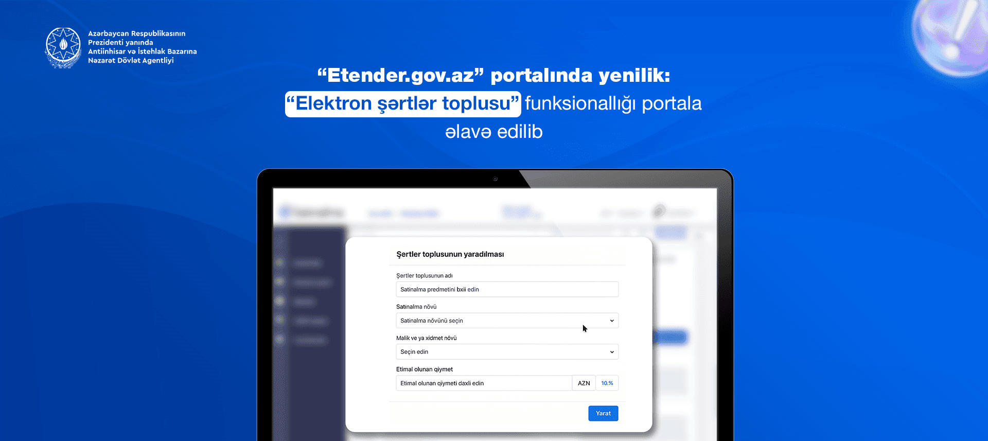 Dövlət satınalmalarının vahid internet portalında yeni funksiya istifadəyə verilib